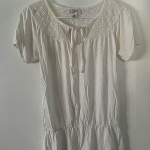LOFT Women's Cream Lace Top